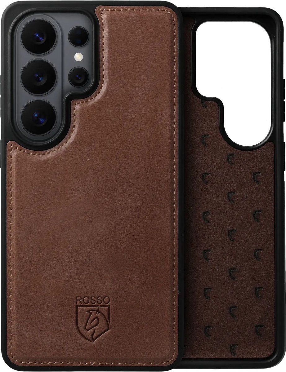 Rosso Elite Hoesje Geschikt voor Samsung Galaxy S26 Ultra | Compatibel met MagSafe / Qi2 | Book Case en Back Cover | Magnetisch Uitneembaar | Echt Leer Beschermhoes met Pasjeshouder | Bruin