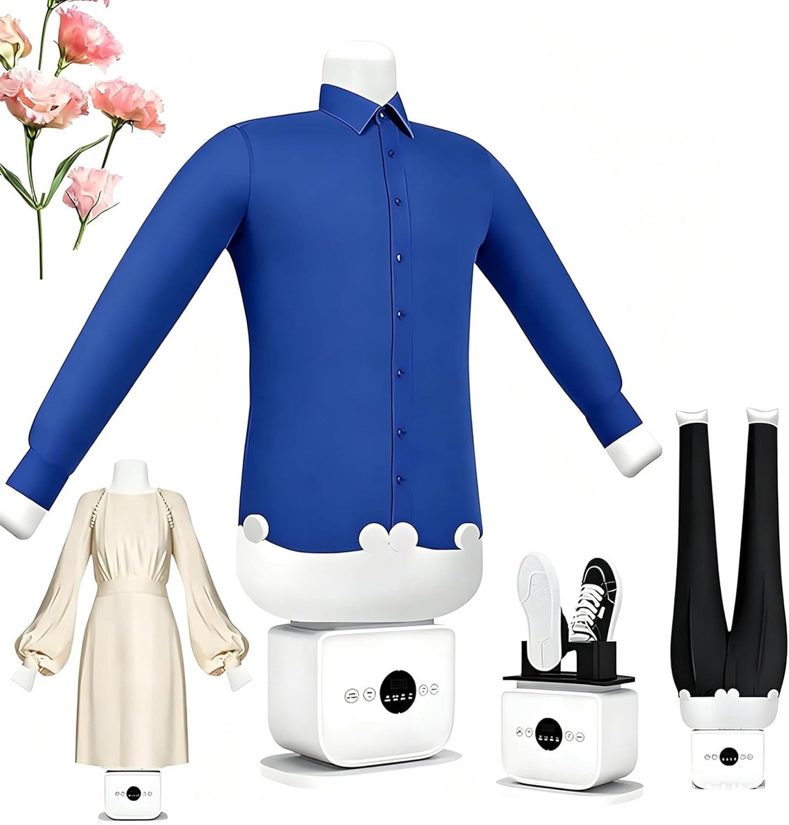 Automatische Strijkmachine - Stoomstrijkijzer Kleding - Kreukvrij Maken - Handsfree Werking - 1400w Vermogen - Wit