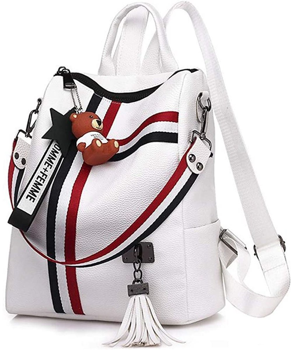 carmdering - Dames Rugzak 27x30x12 cm – Modieus & Comfortabel met Verstelbare Schouderbanden | Veelzijdige Dagrugzak voor Reizen, Winkelen & Outdoor – Wit