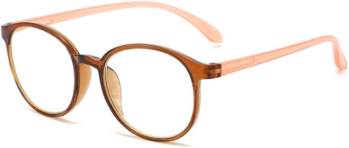 Leesbril Rond Frame - Computerbril Blauw Licht - Bescherming Zicht - Anti-Blauw Licht - Maat 2.5 - Bruin