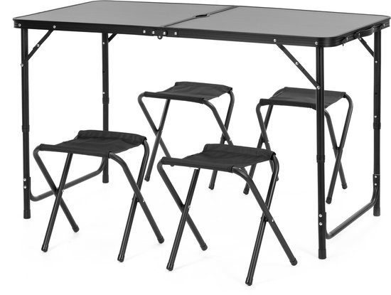 Springos Picknick Tafel Met Stoelen- Campingtafel - Campingset - Biertafel - Horeca -Tafel - Stoelen - Opvouwbaar - Zwart - 120 x 60 x 55 cm van Springos — afbeelding 2