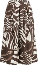 Ulla Popken - Dames - Broekrok zebra patroon extra brede broekspijpen - Mahonie - Maat 50+