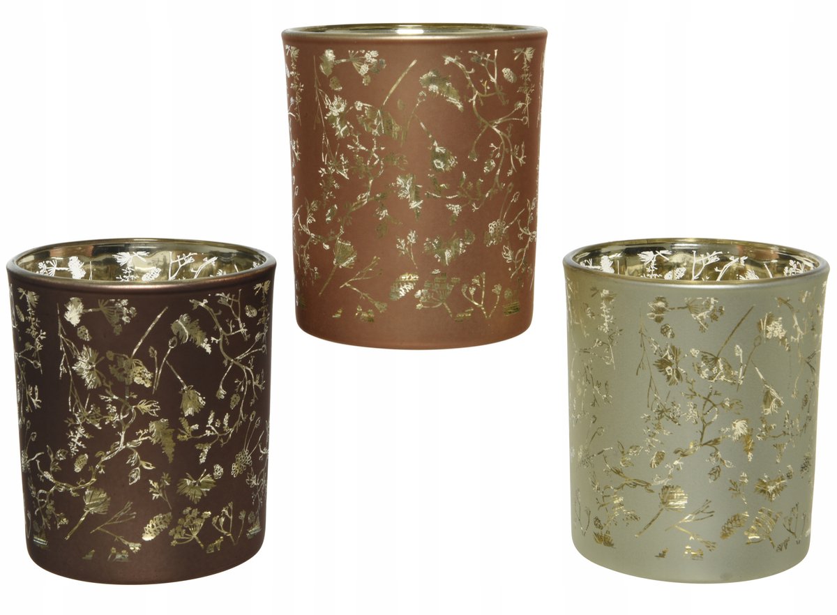 Kaemingk - Decoratieve Glazen Kandelaar - Vintage - 7x8,2cm - Verschillende Patronen
