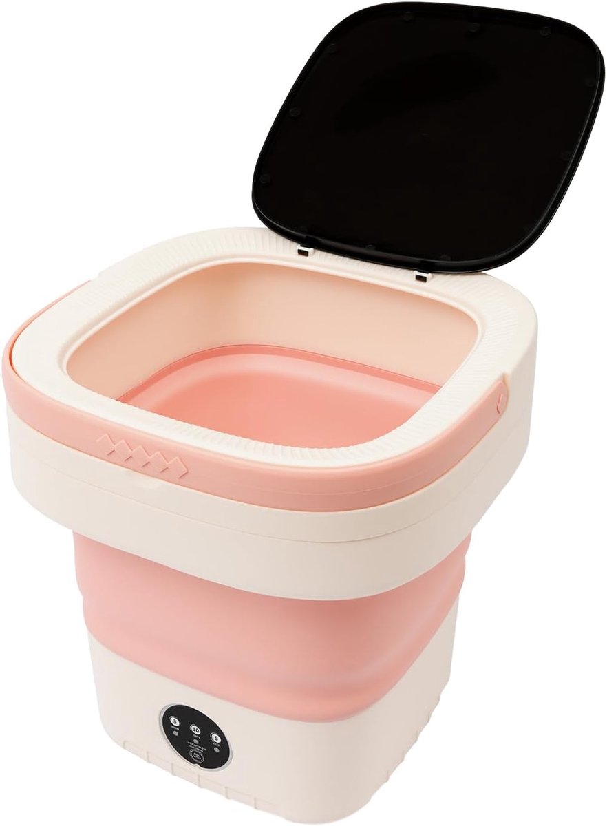 Mini wasmachine - Opvouwbare wasmachine - Reizen en camping - Gesimuleerd handwaswiel - 12 liter - Roze