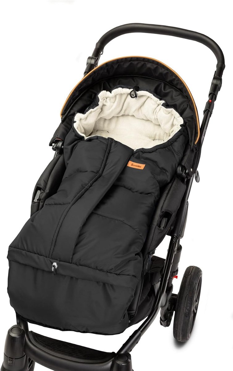 Voetenzak kinderwagen - Reiswieg buggy - Winterse uitjes - Warm fleece gevoerd - 80 x 40 cm - Zwart – foto 4