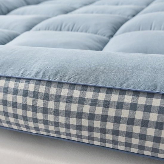 Futonmatras - Vloerbed - Kamperen en logeren - Extra dik - 90 x 200 cm - Blauw — afbeelding 2