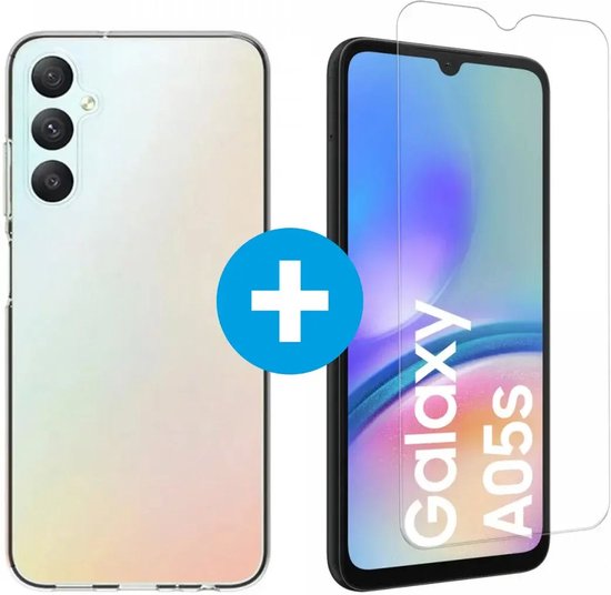 Coque Antichoc pour Samsung Galaxy A05S - Coque Arrière Antichoc Transparente - Coque Transparente avec Protecteur d'écran en Tempered Glass 9H Gratuit
