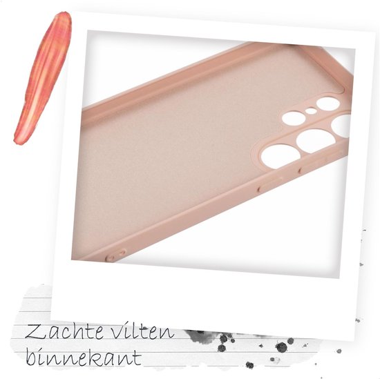 Roze telefoonhoesje, zachte vilten binnenkant.