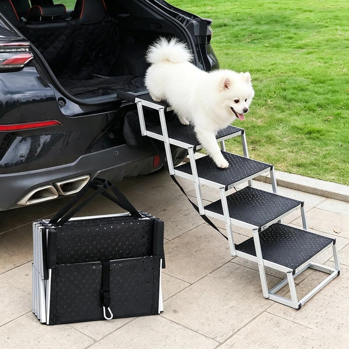 Hondenhelling Auto - Hondentrap Opvouwbaar - Huisdier Transport - Aluminium Frame - Niet Gespecificeerd - Zwart