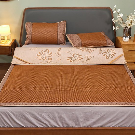 Zomer bamboe mat - Koelmat rotan - Warm weer slapen - Dubbelzijdig ontwerp - 100 x 190 cm - Natuurlijk — afbeelding 3