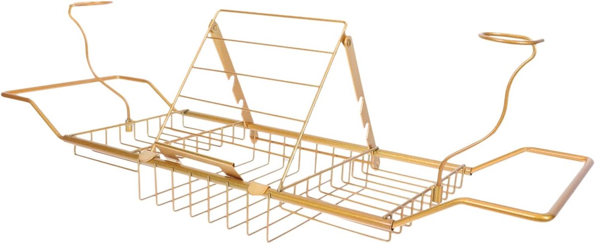 Badplank Uittrekbaar - Badkuip Tafel - Ontspannen in Bad - Met Wijn- en Telefoonhouder - 85x20cm - Goud
