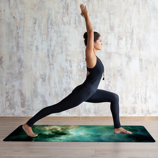 Yogamat handdoek - Antislip doek - Warme yoga - Sneldrogend materiaal - 180 x 60 cm - Groene melkweg van Yogamat — afbeelding 3
