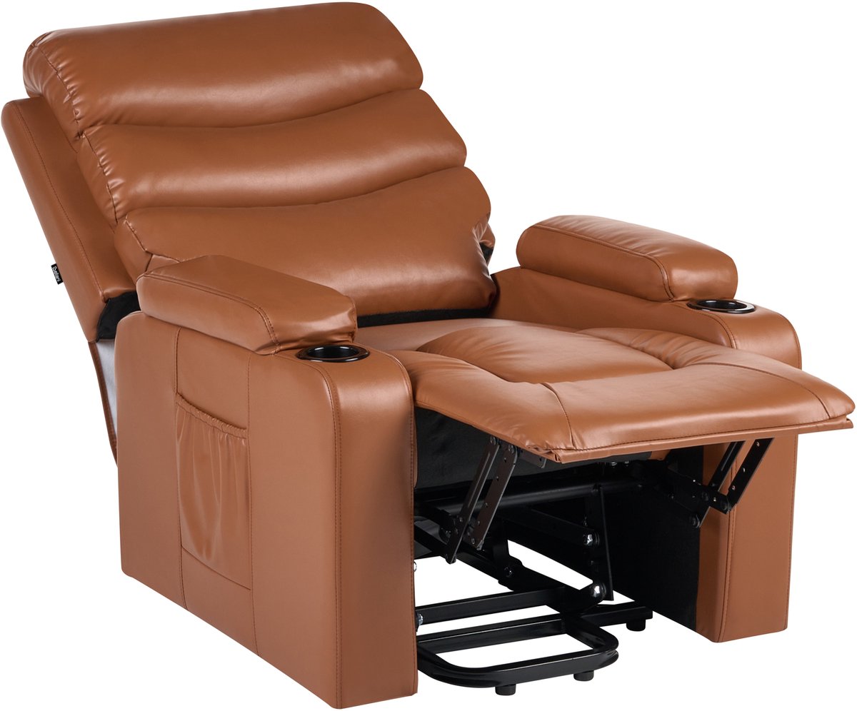 ETER - Relaxfauteuil elektrisch - Bruin - Kunstleer