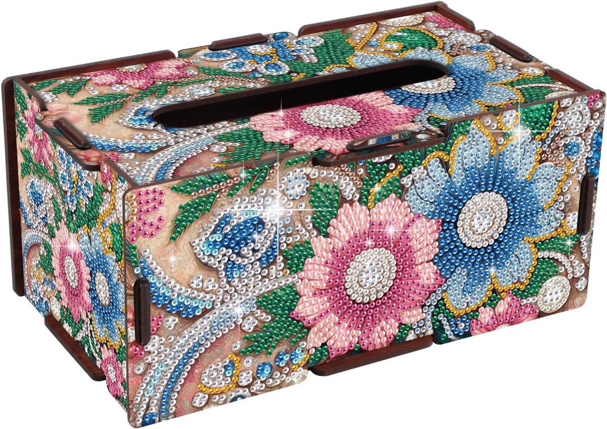 Elegante Tissue Box voor Diamond Painting, 22 x 12 cm, Perfect voor Kantoor en Auto, Decoratieve Tissue Dispenser met Bloemenmotief