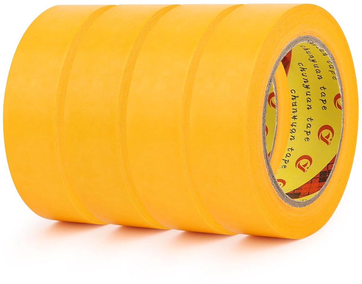 SnelShoppen - RISVOWO Goldband Masking Tape Professional 30mm x 50m - Hoge kwaliteit schilderstape, ideaal voor verfwerk, knutselen, en decoratie - Pe