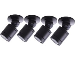 SnelShoppen - 4x YODAVE Mini LED Spotlights 3W Rotatable Warm White Aluminium voor Plafond, Meubels, Vitrinekasten, Zwart