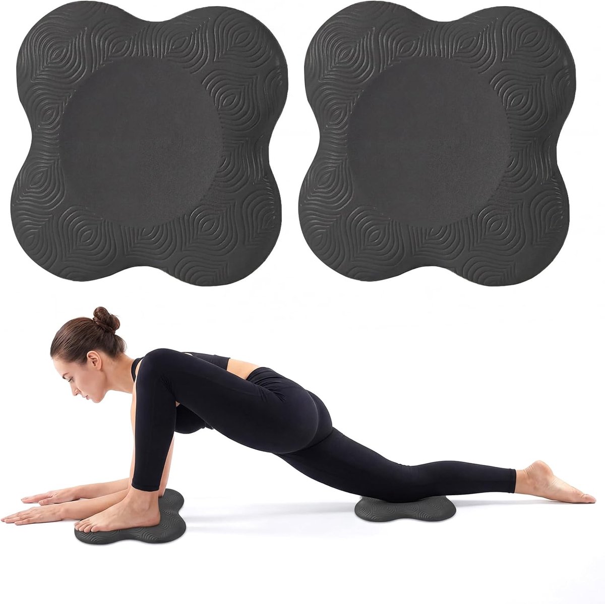 SnelShoppen - Antislip Yoga Kniebeschermers, Ergonomisch Knielkussen 20,3 x 20,3 cm, Zwart, Perfect voor Yoga, Pilates en Meditatie
