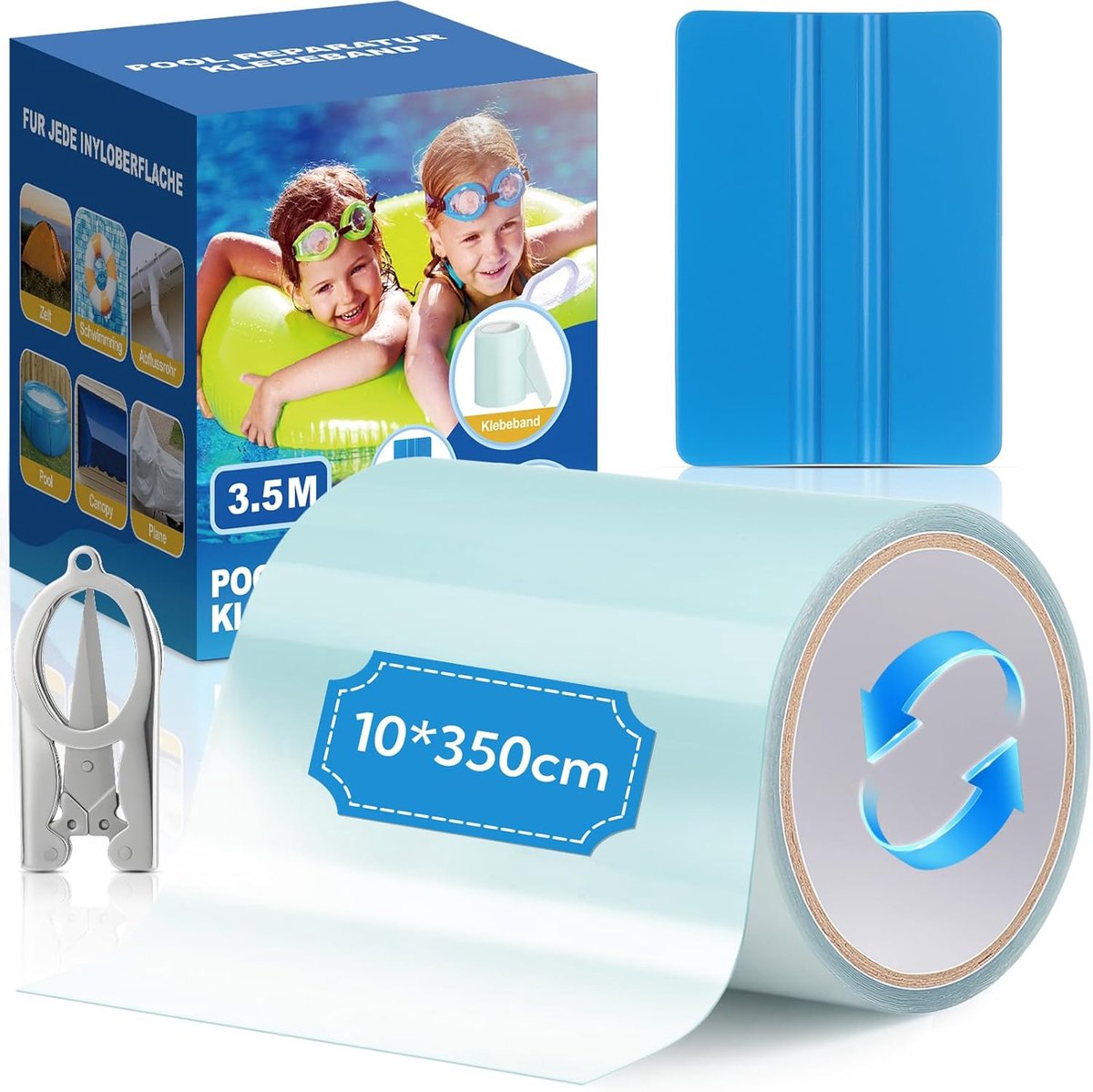 SnelShoppen - Onderwater Reparatie Kit voor Zwembad 10 cm x 350 cm, Waterdichte PVC Plakband voor Liner, Zwembadherstel, Transparant, Ideaal voor Spa
