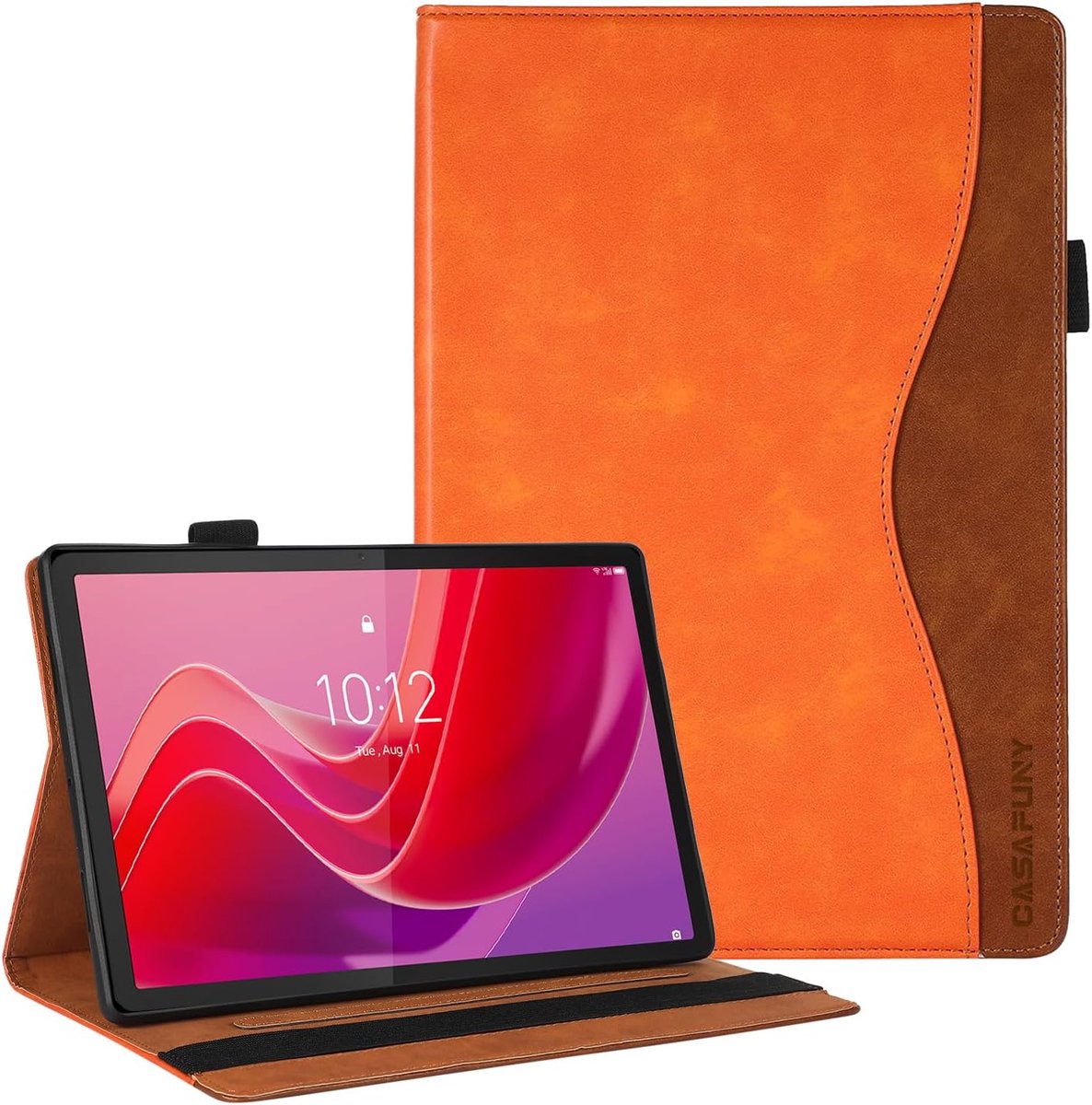 SnelShoppen - Multi-Angle Folio Case voor Lenovo Tab M11 11 inch 2024 - PU Leer, Oranje, Bescherming tegen Krassen en Stoten, Ideaal voor Thuis en Ond