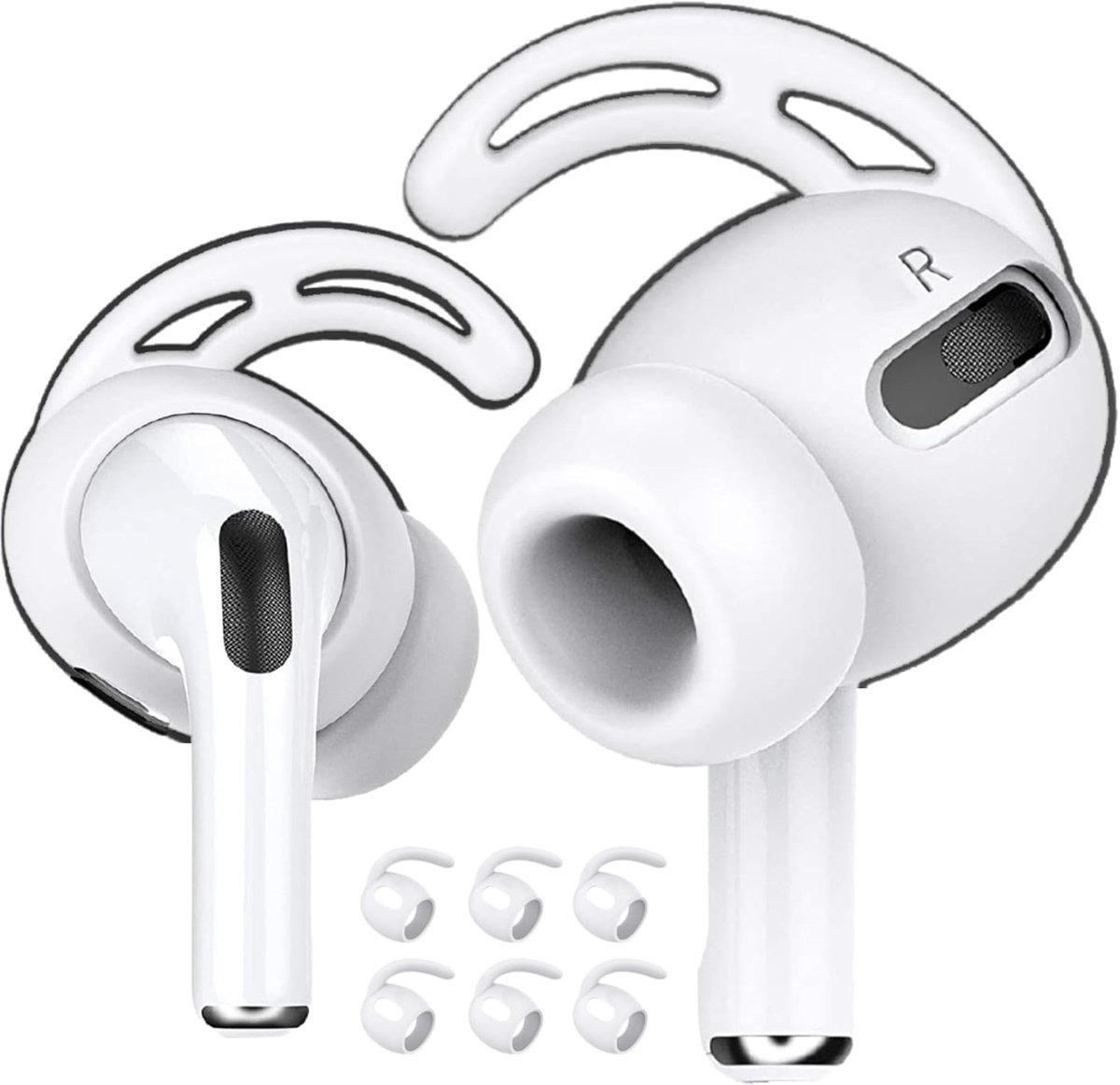 SnelShoppen - Mat'ket Oorhaken en Accessoires voor Apple Airpods Pro en Earpods Pro - 3 Paar - Wit - Ideaal voor Sport, Feest en Dagelijks Gebruik