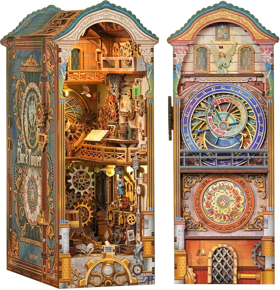 SnelShoppen - 3D Houten Puzzel Boek Nook Kit voor Volwassenen, Miniatuur Klokkentoren met Licht, DIY Model Kit, Perfect Cadeau voor Boekliefhebbers