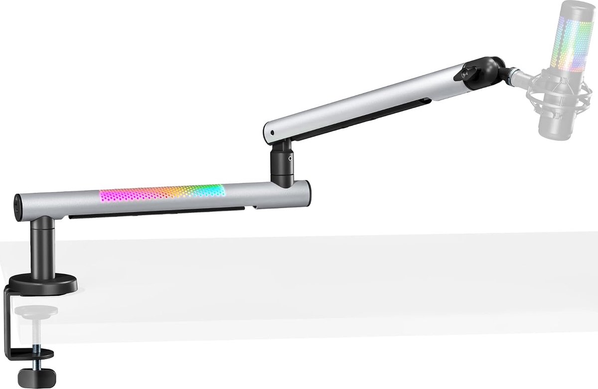 SnelShoppen - Gaming Microfoonarm met RGB-licht | 360° Draaibaar | Verstelbare Microfoonsteun voor Podcast, Streaming, Gaming, Thuiskantoor | Compatib