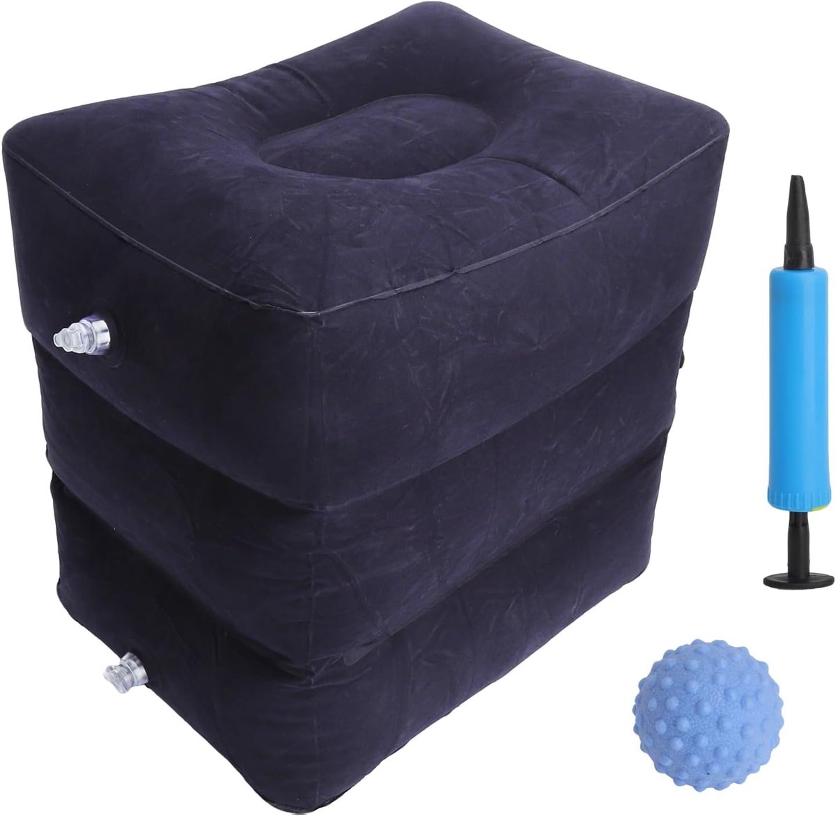 SnelShoppen - 30 x 40 x 43 cm Opblaasbare Storage Cube, Ergonomische Voetensteun, Leg Raiser, Inclusief Pomp en Massagebal - Ideaal voor Reizen, Auto,
