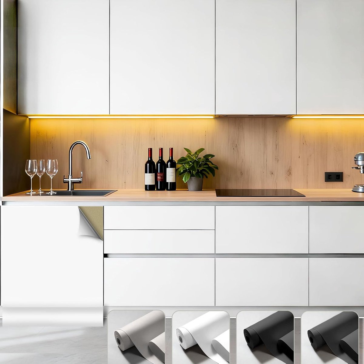 SnelShoppen - Zelfklevend Meubel Folie Wit Mat 40 x 550 cm - Waterdichte Decoratieve PVC Folie voor Keuken, Kasten en Raamplanken