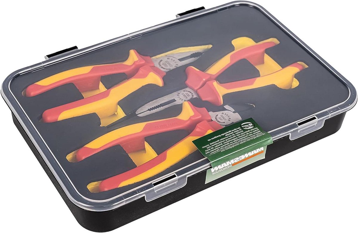 Tangenset 3-delig - Handgereedschap set - Precisie werk - Chroom-vanadium staal - Tot 1000V - Chroom