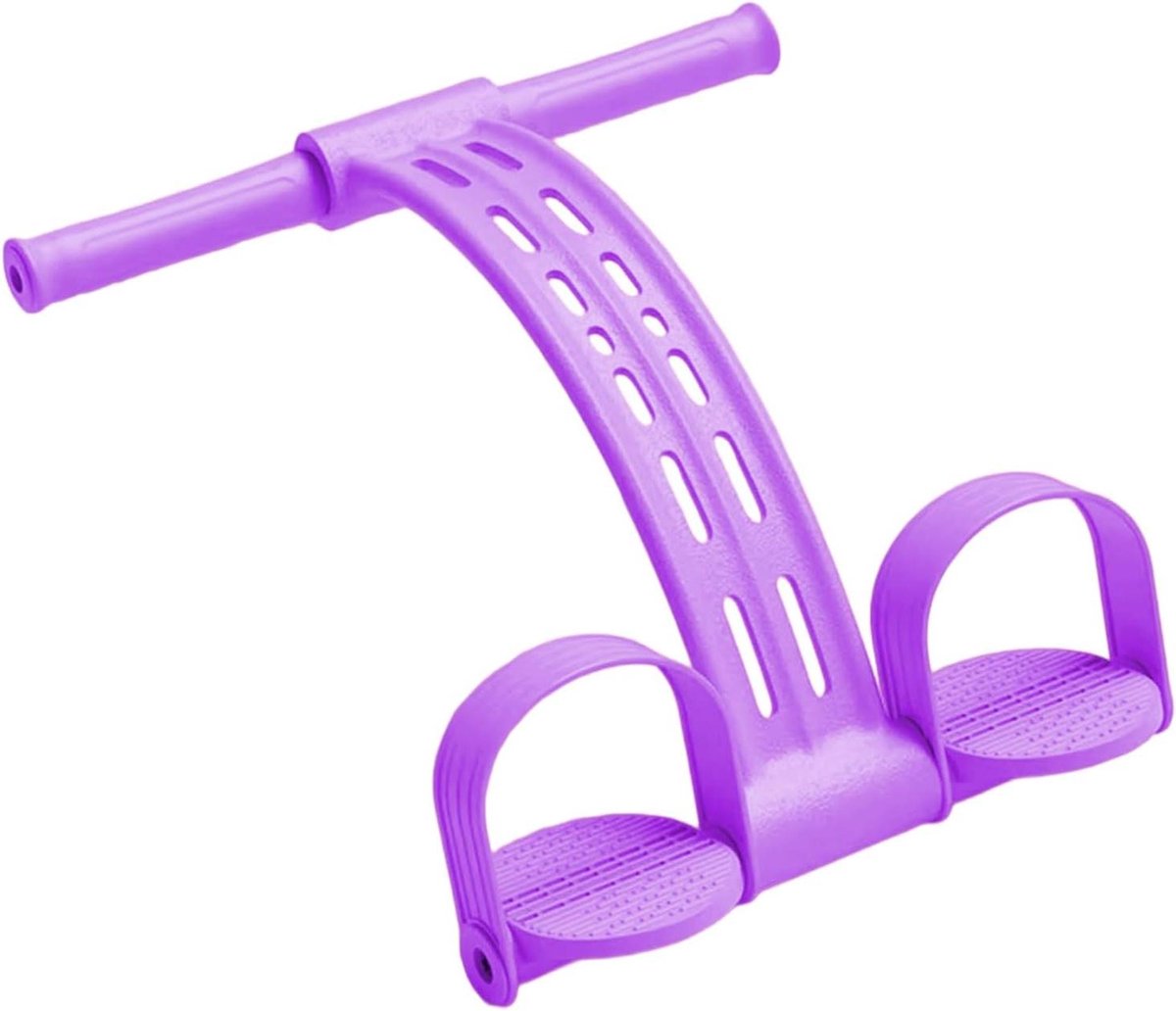 Pedaaltrainer - Buikspiertrainer Expander - Kracht Training - Stalen Versterkte Voetplaat - 315 cm - Paars