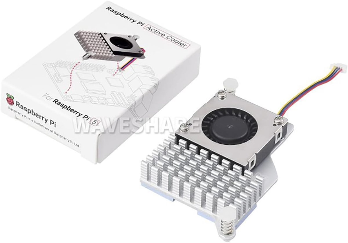 Raspberry Pi 5 Koeler - Actieve Koeler Pi5 - Oververhitting Voorkomen - Temperatuur Gestuurde Ventilator - 1 Stuks - Zilver