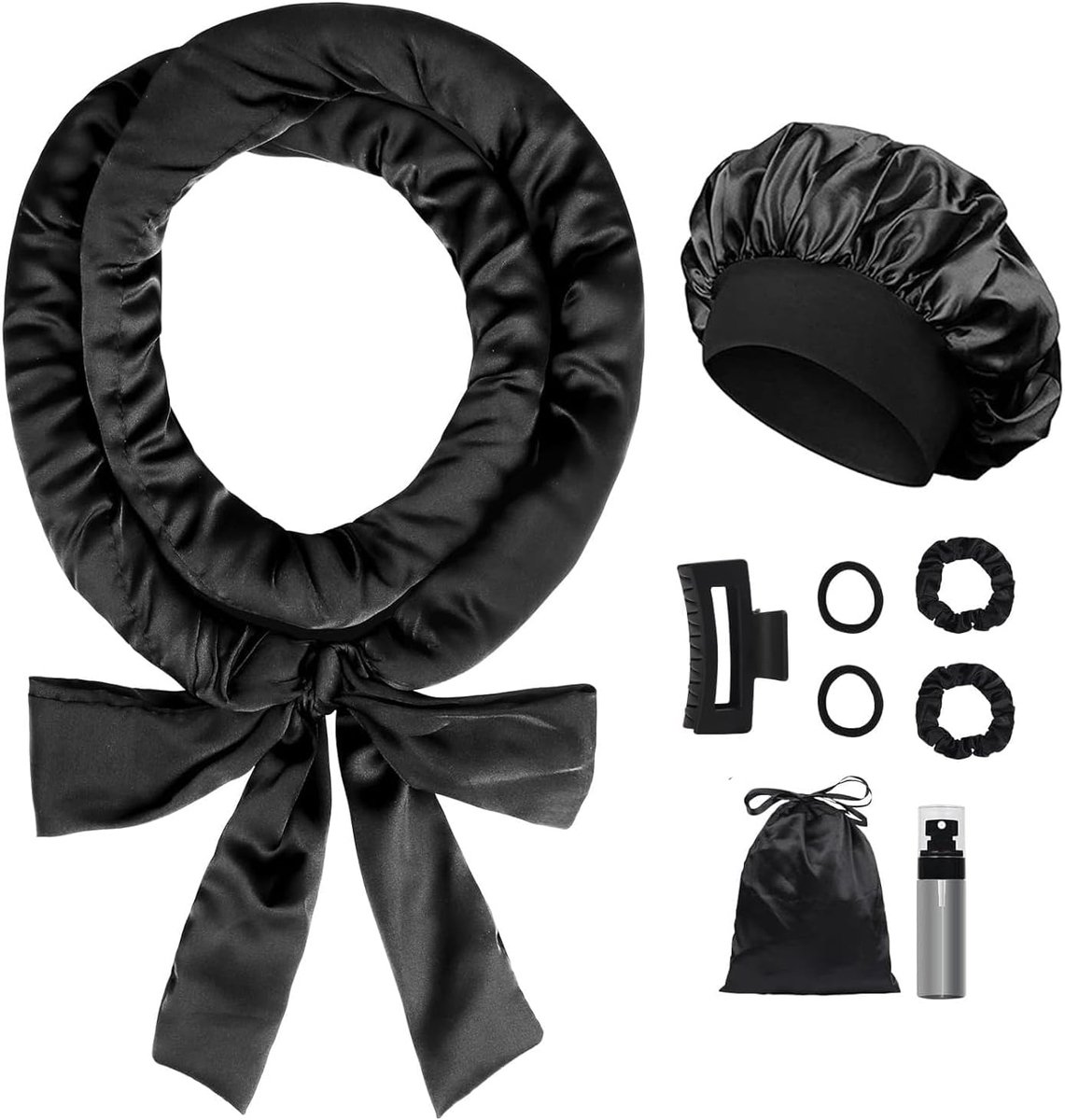 SnelShoppen - Satin Heatless Curls Band 9-Piece Set voor Lang Haar - Perfecte Krullen zonder Hitte - Comfortabele Satijn - Ideaal voor Slaap en DIY Cu