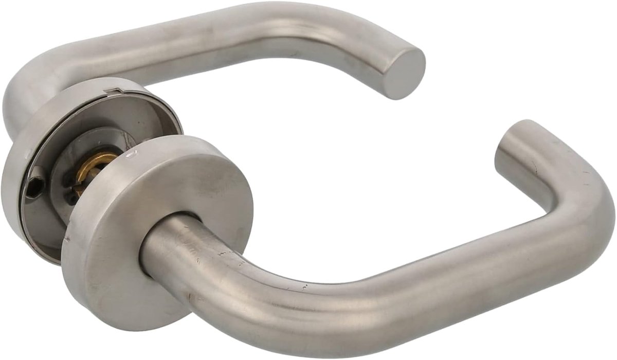 SnelShoppen - Deurhendelset met rozet voor deuren | Mod. 3RXD | 139 x Ø19 mm | 8 mm vierkant | eenvoudig en elegant design | roestvrij staal zilver ma