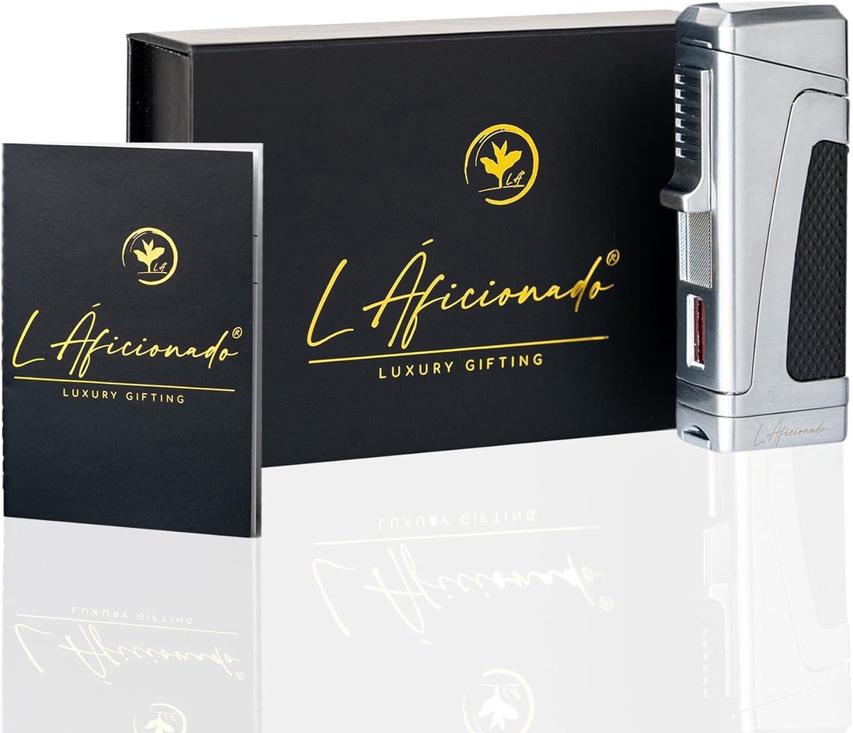 SnelShoppen - Luxe Jetflame Aanstekers voor Mannen, Herbruikbare Storm Aansteker, Elegante Cadeauverpakking, Platina Zilver, Perfect voor Feestdagen,