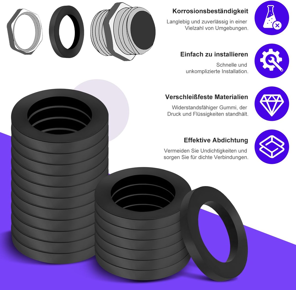 SnelShoppen - Plastic Fitschenringen voor Deuren - Slijtvrije Deur Hinge Washers - Ø10*15*1mm/2mm - 100 Stuks - Zwart - Voor Standaard Kamers