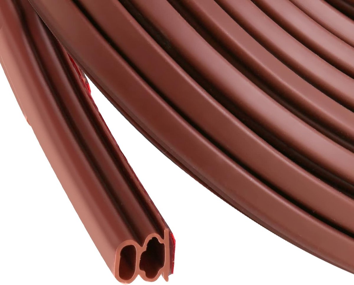 SnelShoppen - Zelfklevende Sealing Tape voor Bruine Deuren 10mm(W)*10mm(D)/10m(L) Rubber Weerstrip, Waterdicht, Geluidsisolatie, Deurscharnier Isolati
