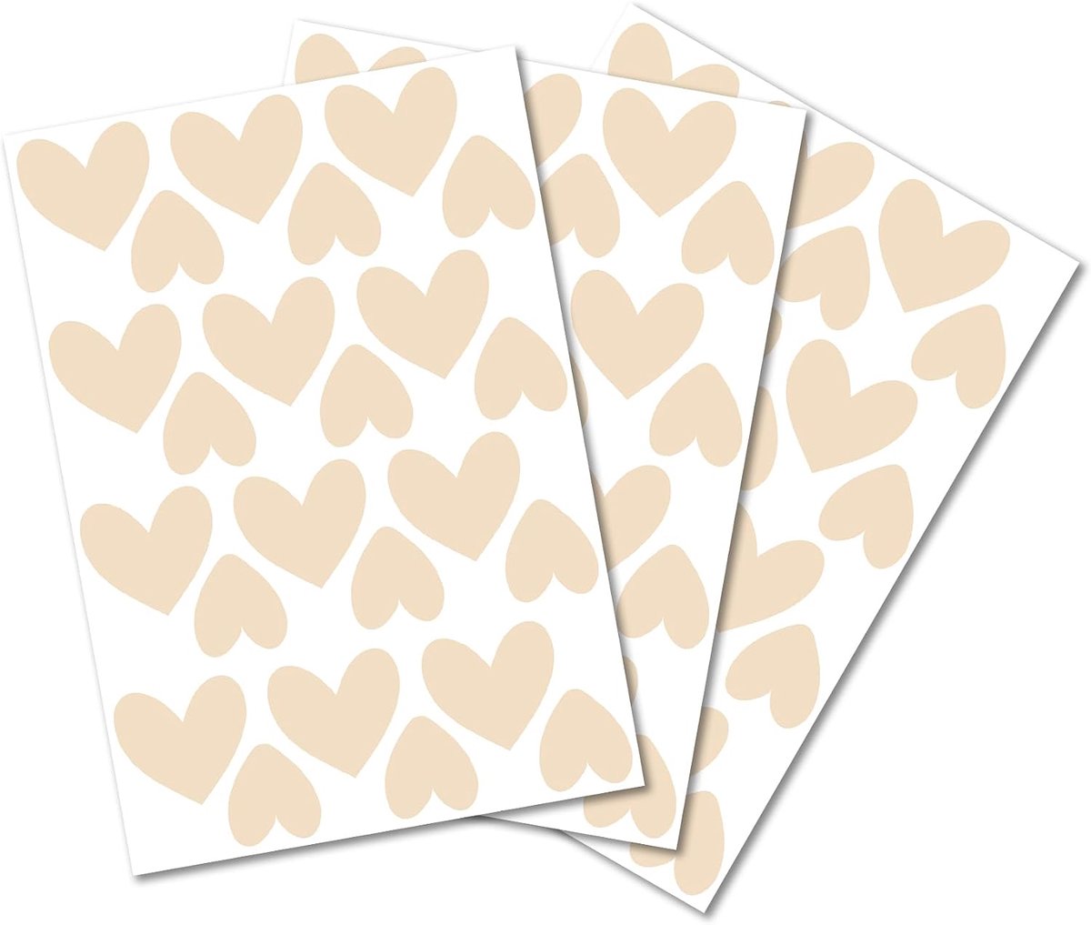 SnelShoppen - Wandstickers Hartenset voor Kinderkamer - Beige Muurdecoratie - 72 Stickers in 2 Maten - Creatief & Leuk voor Baby- en Kinderkamer