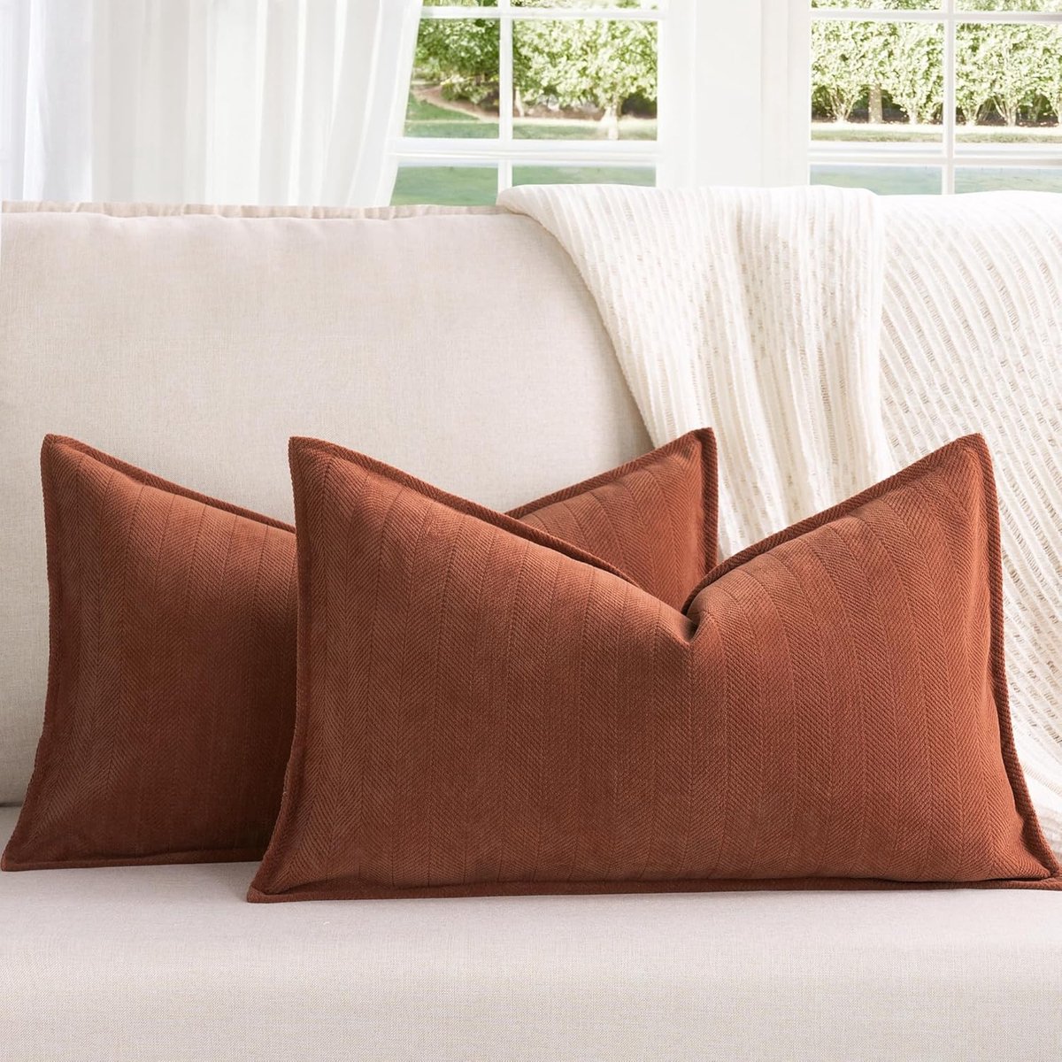 SnelShoppen - Set van 2 Chenille Sofa Kussens - Luxe Decoratieve Kussenhoezen voor Bank, Bed en Thuis - 40x60 cm, Zacht en Duurzaam