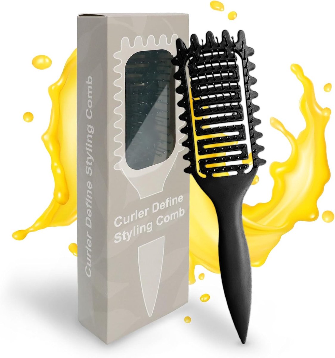 SnelShoppen - Curly Hair Brush voor Krullend Haar, Ergonomische Anti-Trek Kam, Perfecte Krul Definierer, Zwart, Geschikt voor Vrouwen en Mannen