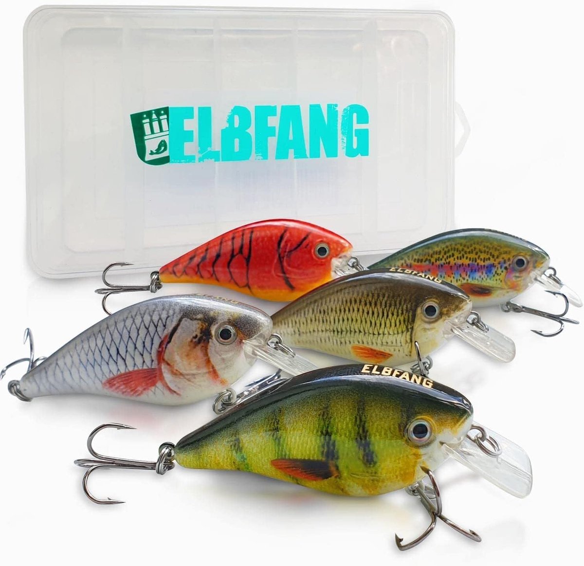 SnelShoppen - Wobler Vis Lures Crank voor Snoek en Zander met Bait Box - Realistisch Design, 5 Kleuren, Perfect voor Zoetwater Hengelen - Ideaal voor