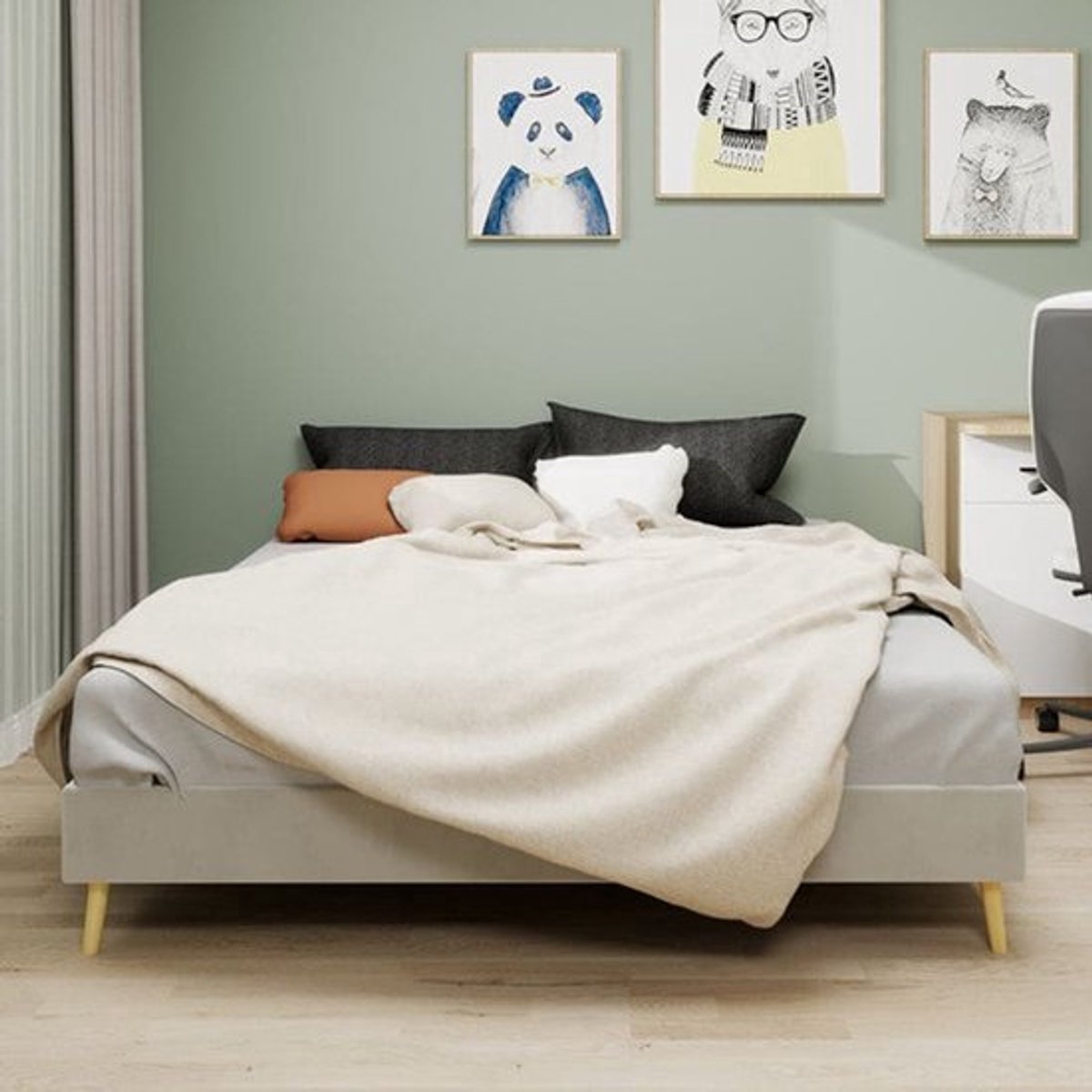 Bedframe – Bed – Tweepersoonsbed – Platformbed – Slaapbank – Gestoffeerd – 160x200 cm – Be