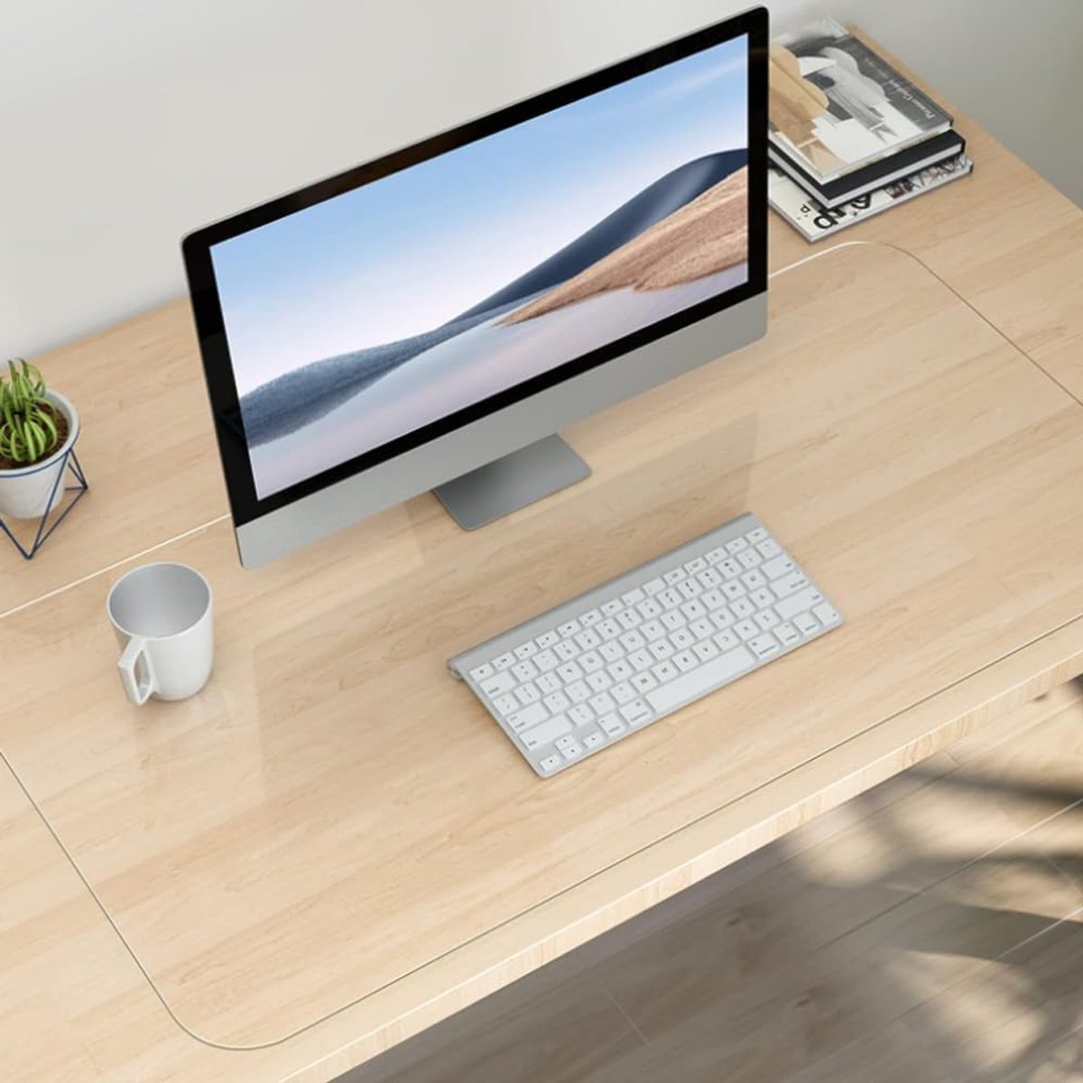 SnelShoppen - Desk Mat Transparant Groot 100x40x0.3 cm - Niet-Slip Bureau Mat met Ronde Hoeken voor Thuis, Kantoor en School