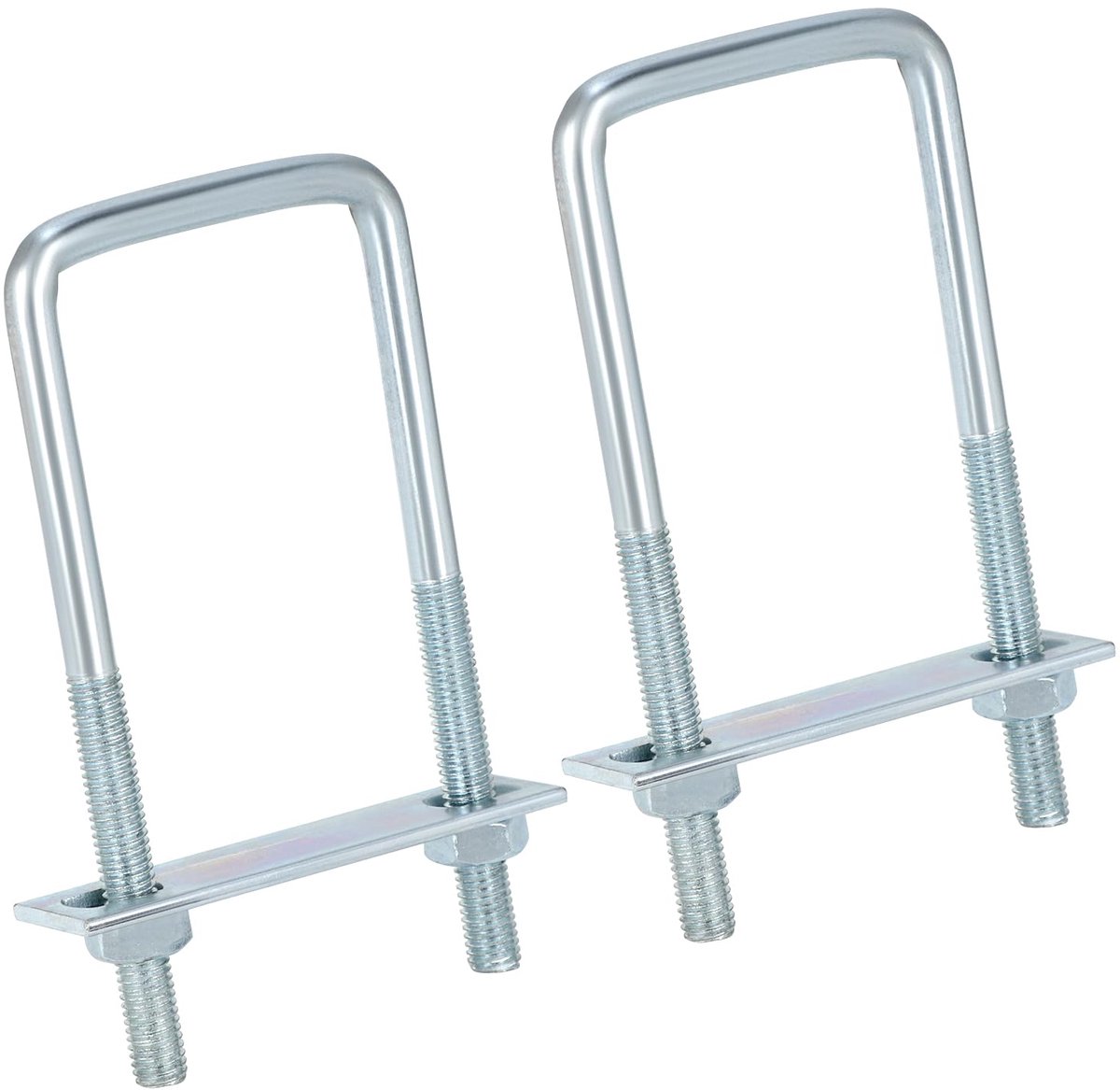 SnelShoppen - Pack van 2 Lashing Brackets U-bouten M10 Galvanized Steel 60x150mm met Tegenplaat & M10 Moeren - Voor Trailer, Truck, Van, Dakdragers, V