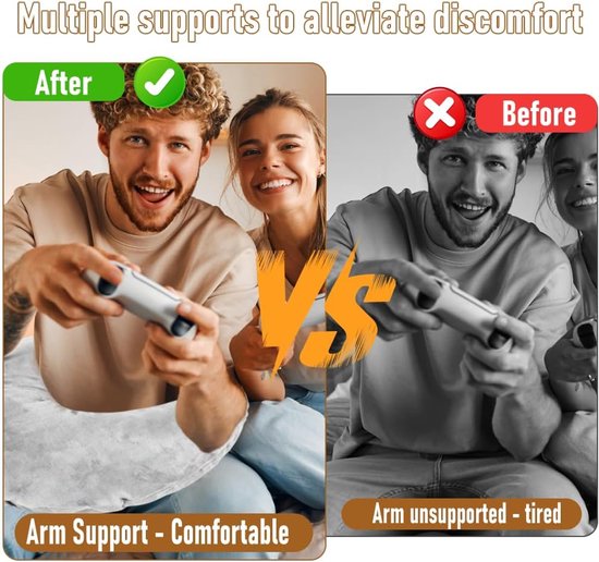 SnelShoppen - Gaming Pillow Ergonomisch Leespillow, Opblaasbare Armsteun Kussen voor Comfortabele Gaming Sessies, Grijs, Perfect voor Bed, Bank, Vloer van snelshoppen — afbeelding 3