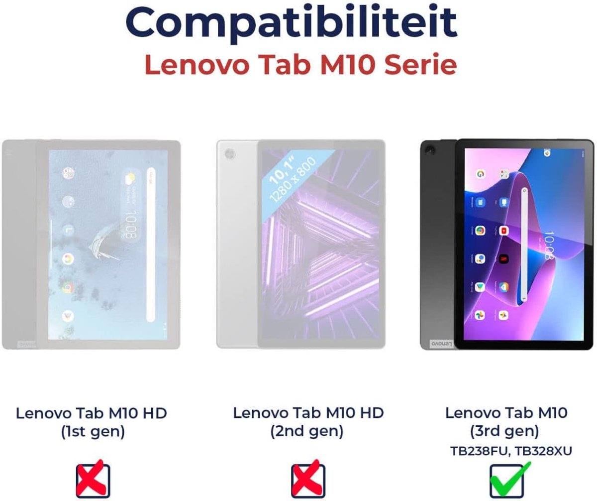 SnelShoppen - Tablet Case Voor Lenovo Tab M10 Gen 3 | Boek Case met Stand | Faux Leer Beschermhoes | Tri-fold | Blauw | Ideaal Voor Thuis en Reizen