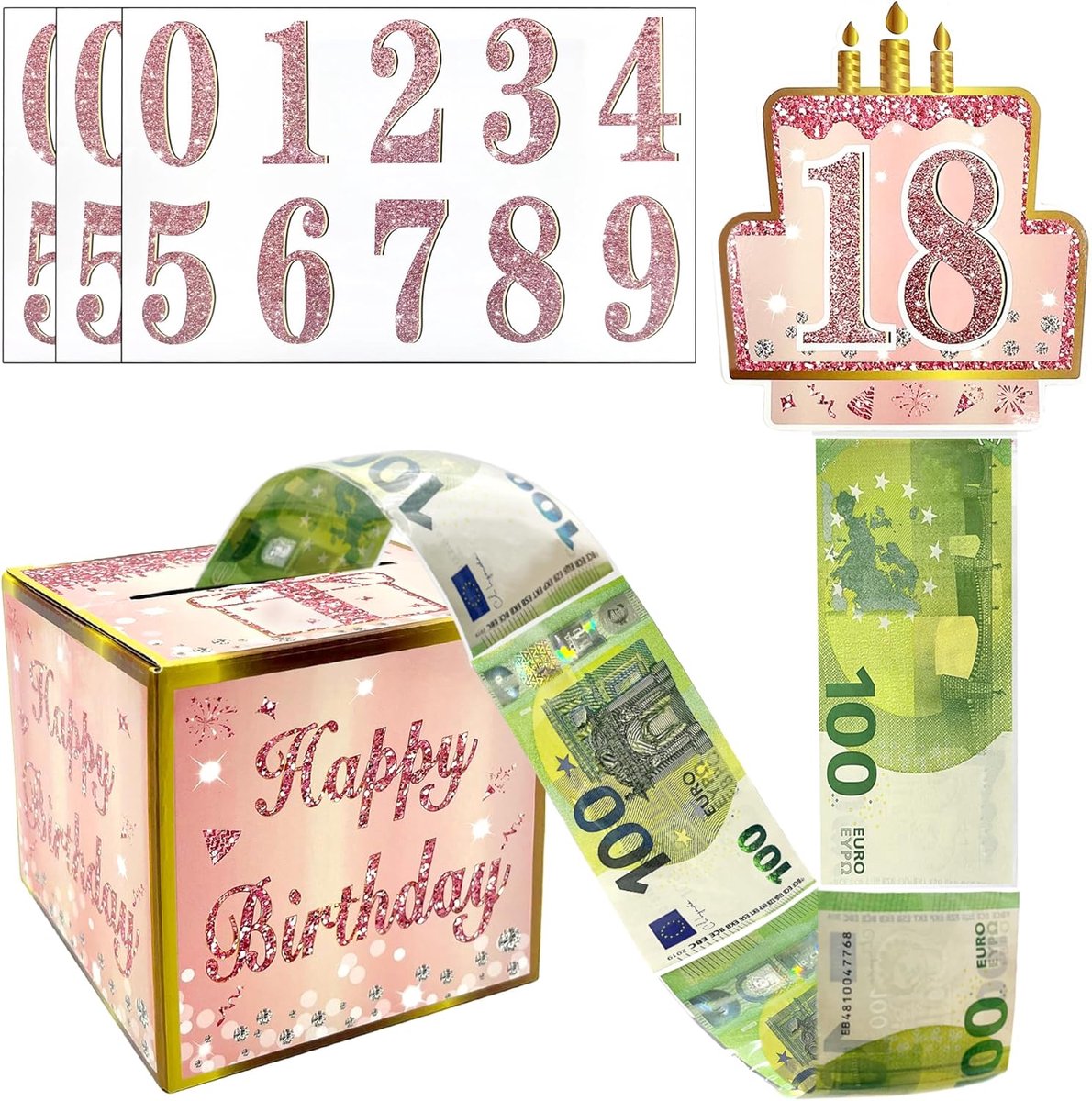 SnelShoppen - YeahBoom Verjaardag Geld Cadeau Box - Verrassingsdoos voor Verjaardag, Kerst, Valentijn, Zilveren Cadeau Box met Geld