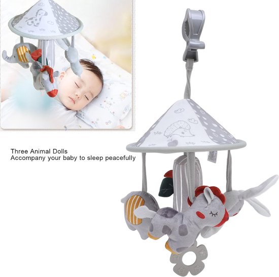 Kinderwagen Hangspeelgoed - Pluche Dier - Baby Vermaak - Scandinavisch Design - 32 cm - Grijs — afbeelding 2