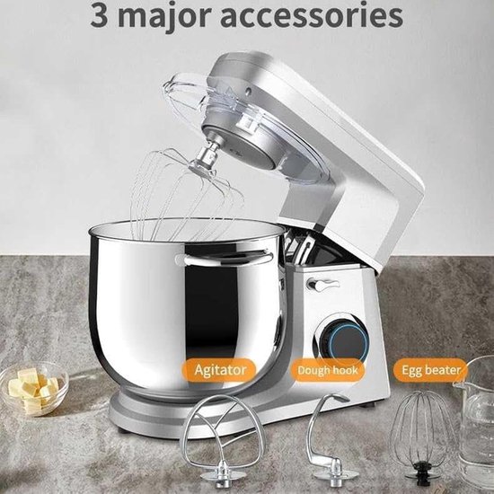 Keukenmixer - Deegmenger - Bakken en koken - 6L RVS kom - 1500W - Zwart — afbeelding 2