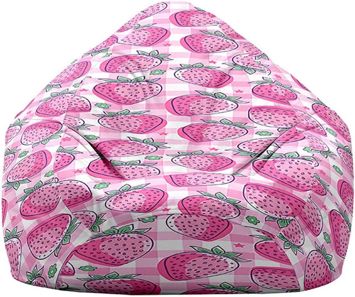 Zitzakhoes Zonder Vulling - Zitzakstofhoes - Ontspannen Zitten - Zacht Wasbaar Materiaal - 70 x 80 cm - Roze Geruit