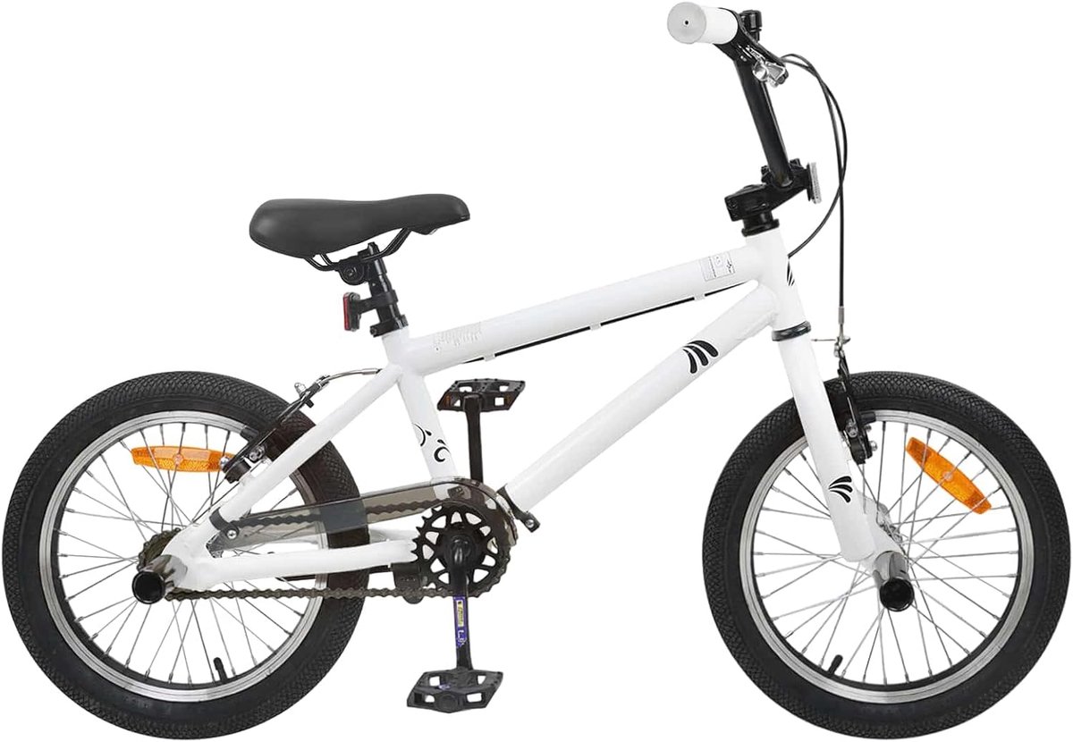 BMX Fiets - Kinderfiets Freestylen - Buiten Spelen - Verstelbaar Stuur Zadel - 20 Inch - Wit